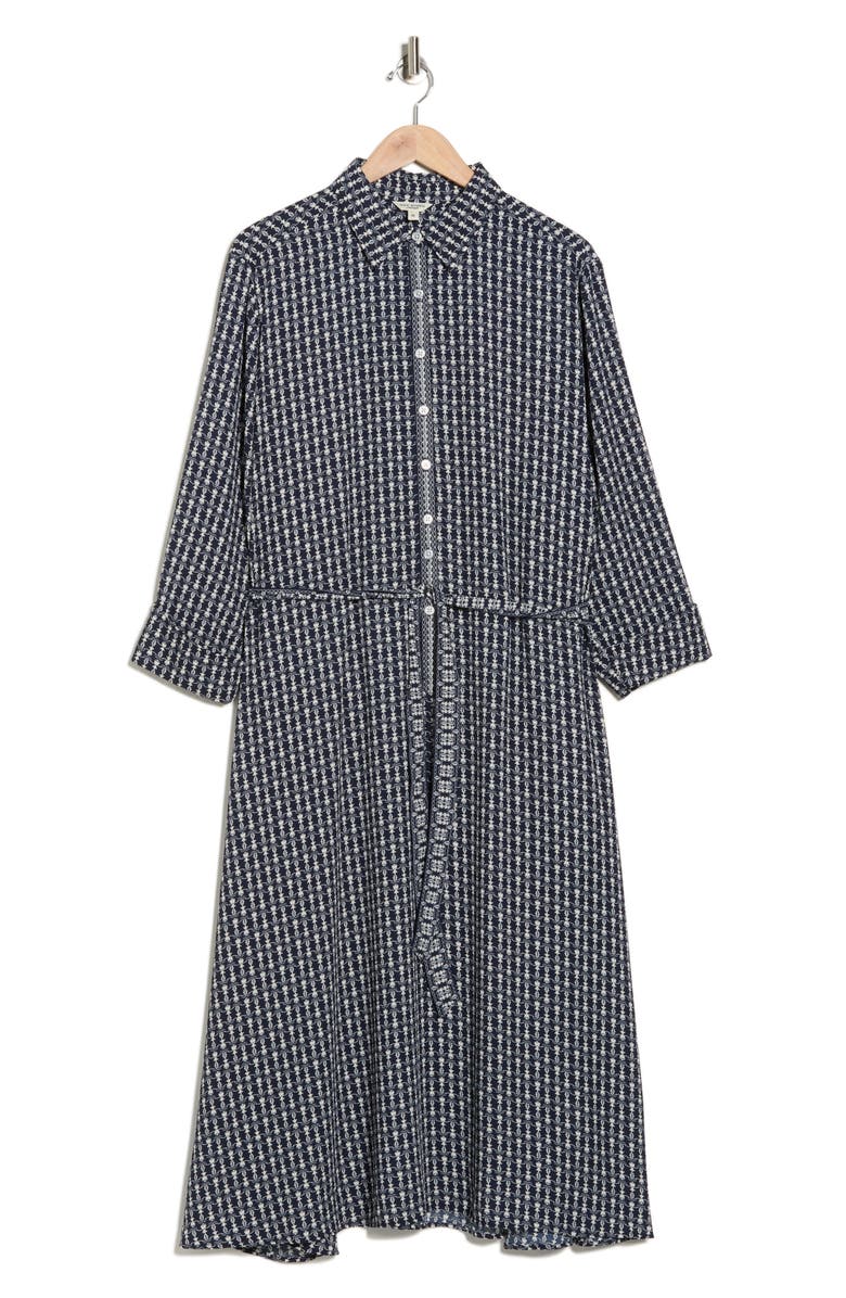 MAX STUDIO Tie Waist Long Sleeve Maxi Shirtdress, Alternate, color, Navy Bulb Vines