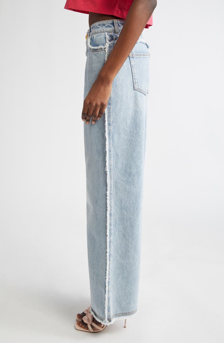 Balmain Raw Hem Straight Leg Jeans, Alternate, color, 