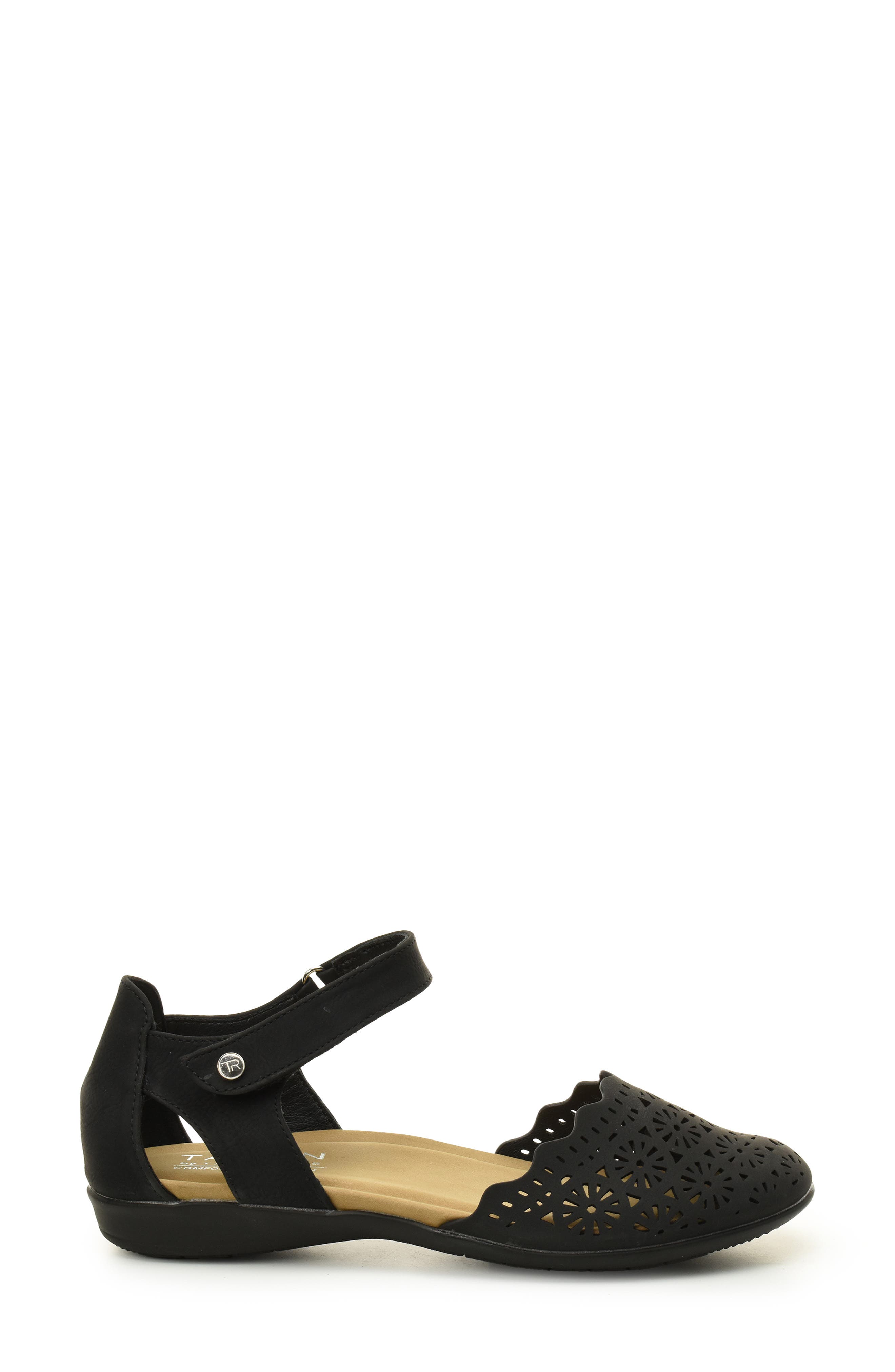 Taryn Rose Laser Cut Ankle Strap Sandal, Alternate, color, Black