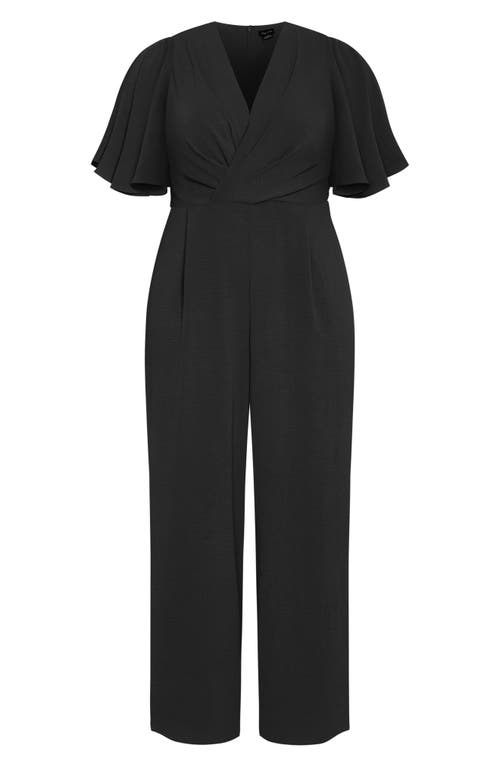 City Chic Braelynn Flutter Sleeve Jumpsuit In Black