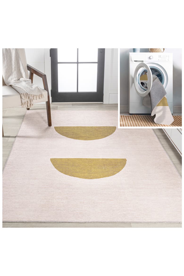 Luola Minimalist Geometric Machine-Washable Area Rug, Alternate, color, Cream/Moss