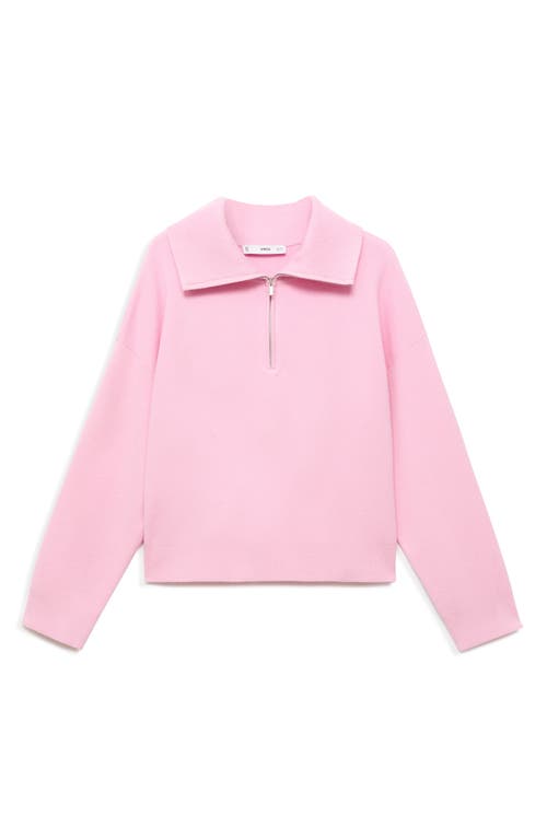 Mango Quarter Zip Sweatshirt In Pink