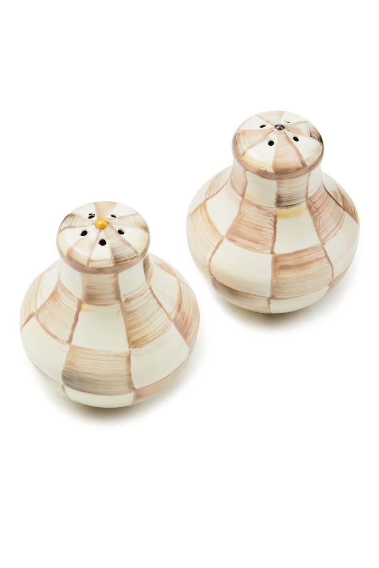 Mocha Check Salt & Pepper Shaker Set, Alternate, color, MOCHA