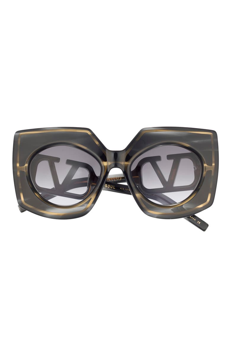 53mm Gradient Square Sunglasses, Main, color, BLACK HAVANA BLACK HAVANA GREY