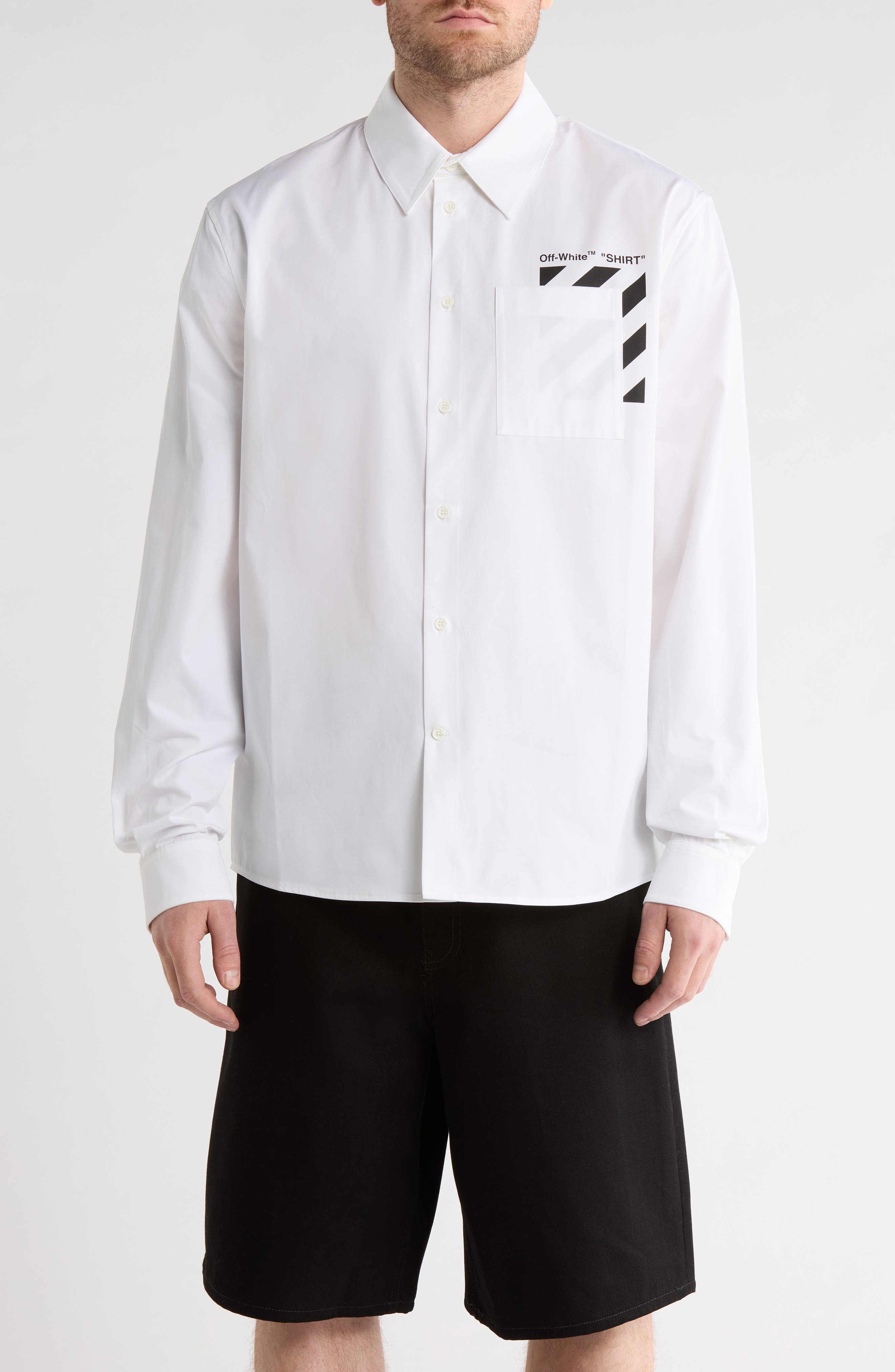 Off-White Diagonal Pocket Button-Up Shirt