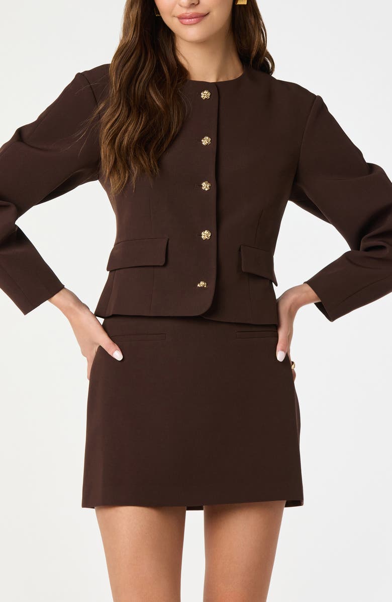 ASTR the Label Curve Sleeve Jacket, Alternate, color, Brown