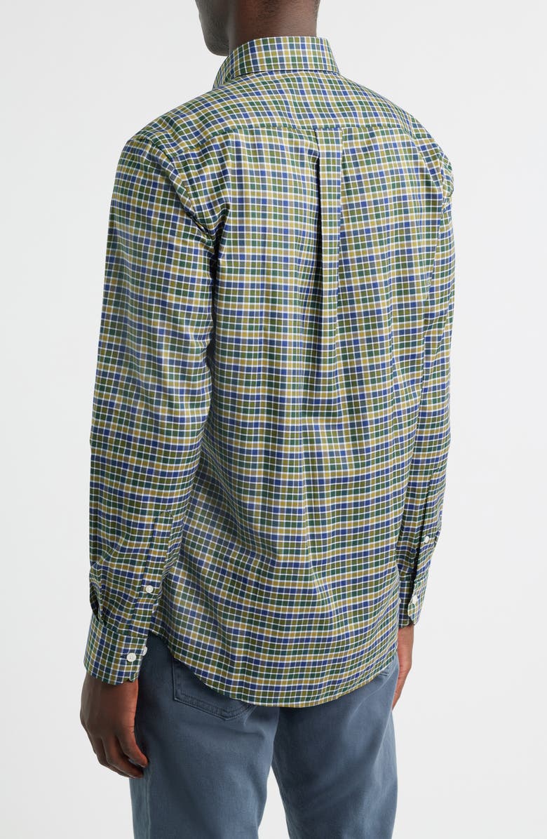 Scott Barber Check Prep Cotton Twill Button-Down Shirt, Alternate, color, Hunter