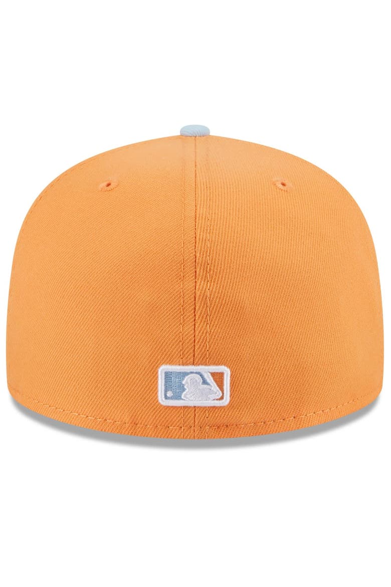 Men's New Era Orange/Light Blue Oakland Athletics Spring Color Basic Two-Tone 59FIFTY Fitted Hat, Alternate, color, Orange