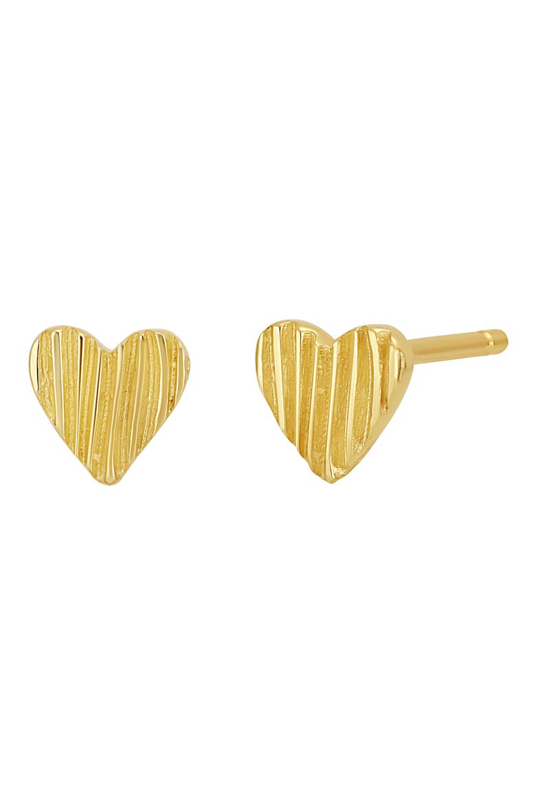 14K Gold Textured Heart Stud Earrings (Nordstrom Exclusive), Main, color, 14K YELLOW GOLD