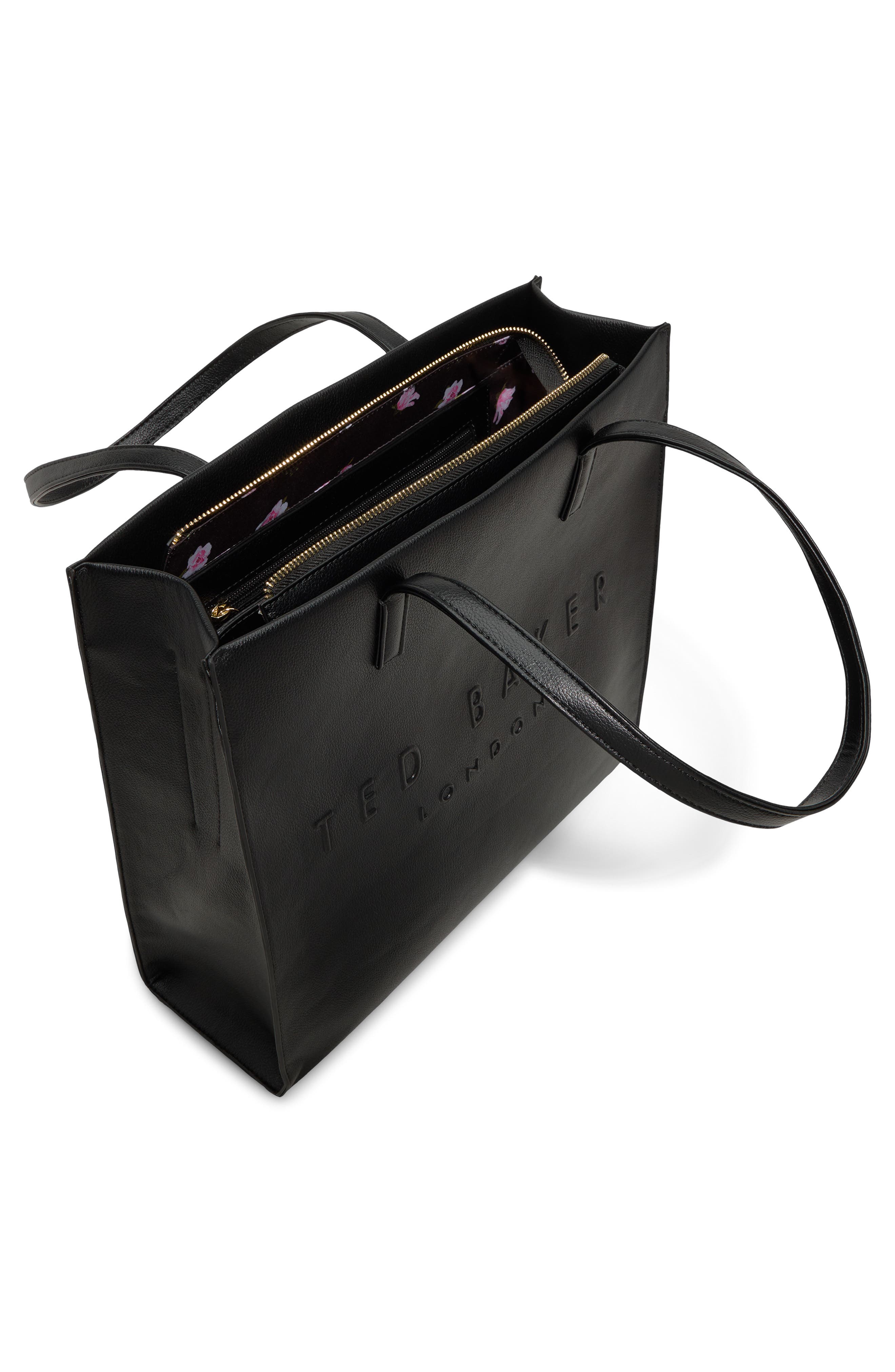 Hayden Faux Leather Tote, Alternate, color, BLACK