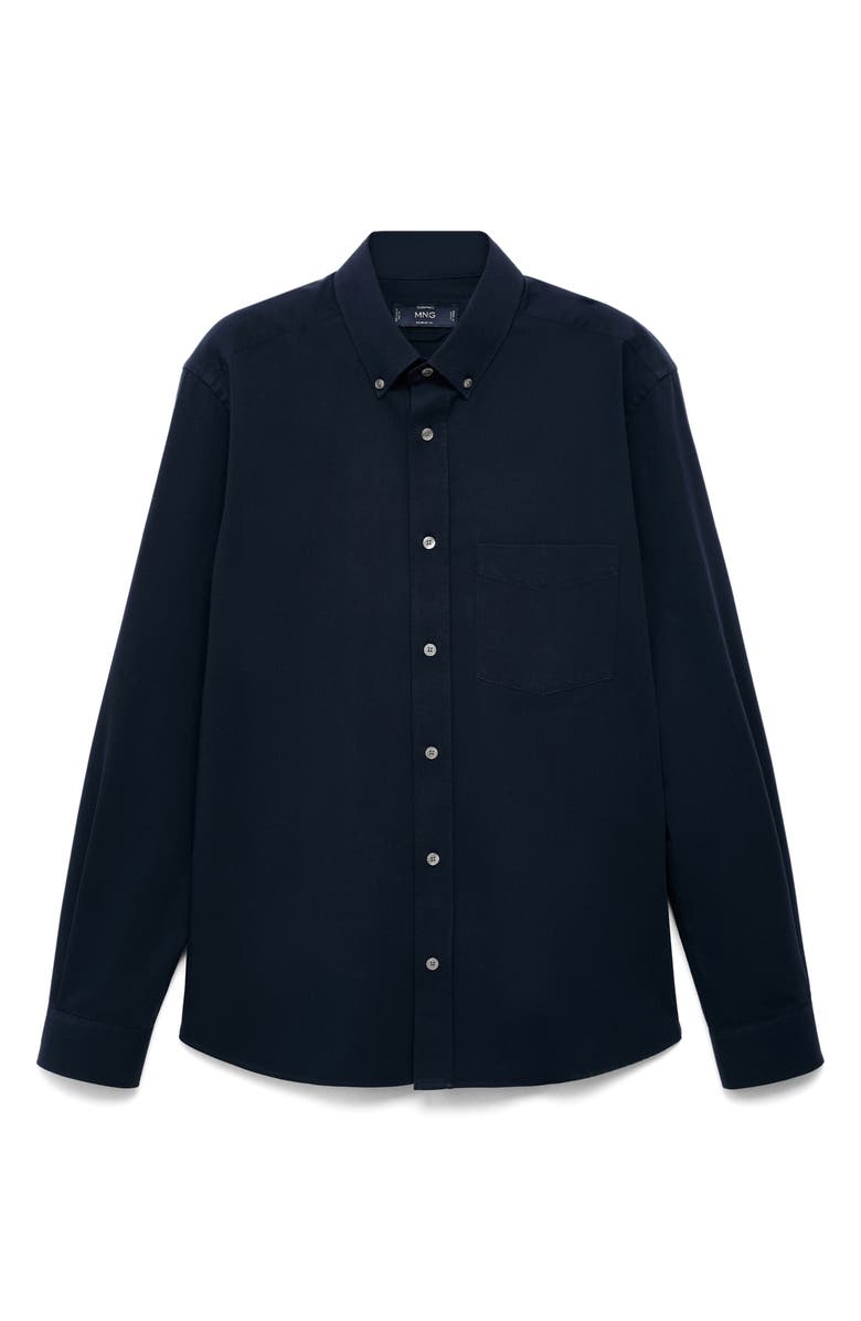 MANGO Regular Fit Button Down Shirt, Alternate, color, Navy