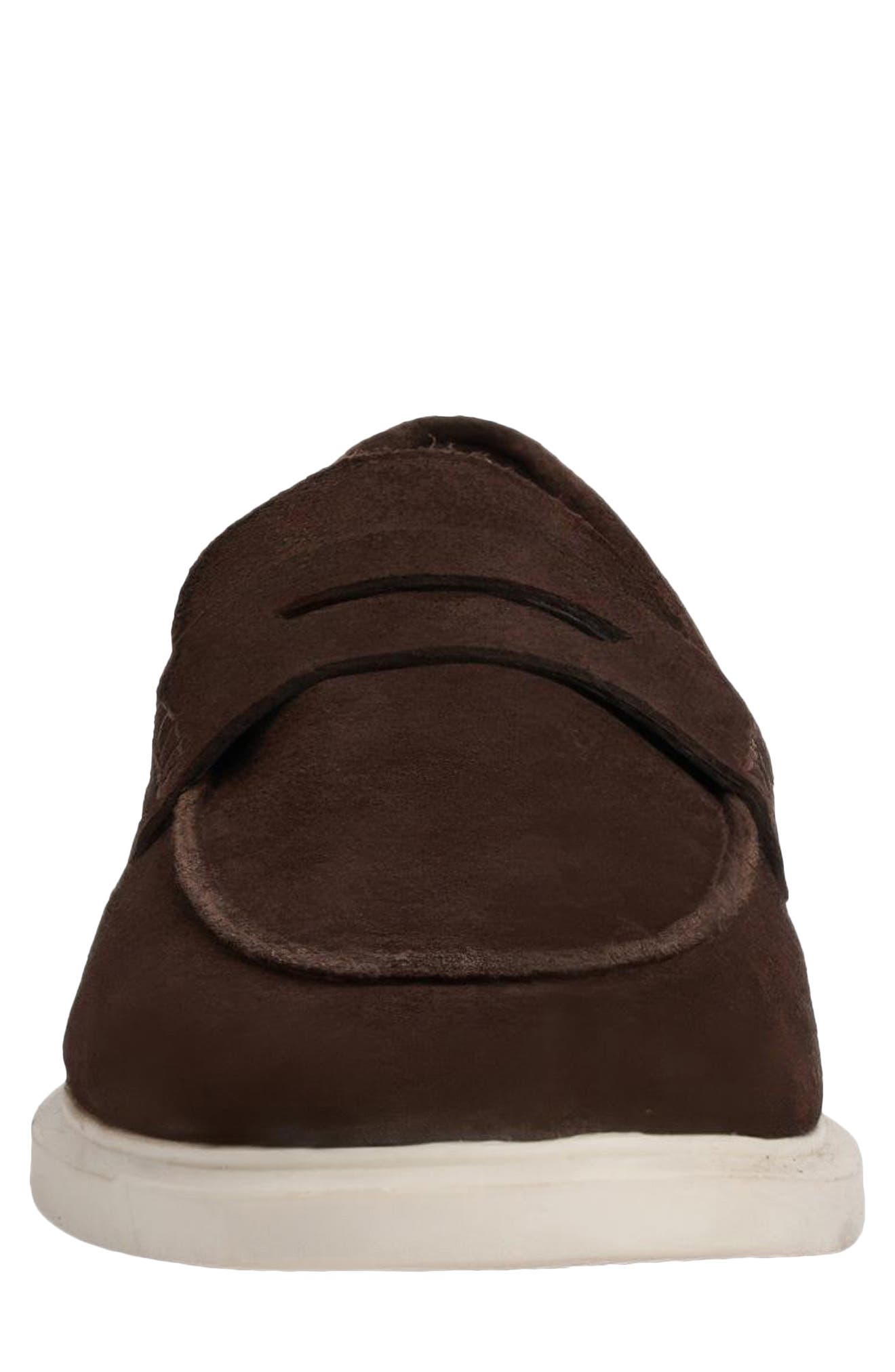 Ricardo Leather Penny Loafer, Alternate, color, DARK BROWN SUEDE