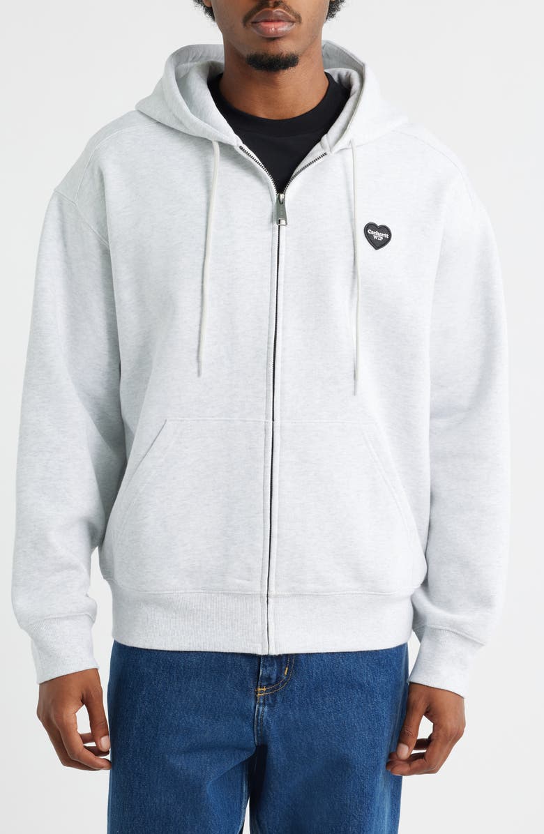 Carhartt Work In Progress Heart II Hartt Zip-Up Graphic Hoodie, Alternate, color, Ash Heather