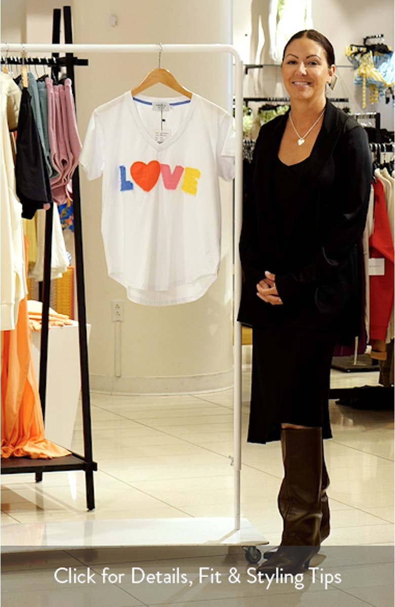 Raw Edge Appliqué V-Neck Cotton Blend T-Shirt, sales video thumbnail