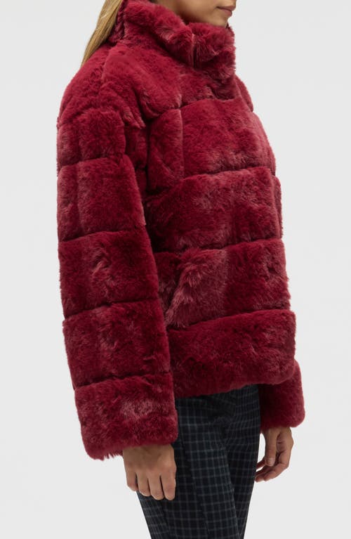 Nvlt Boxy Faux Fur Jacket In Red