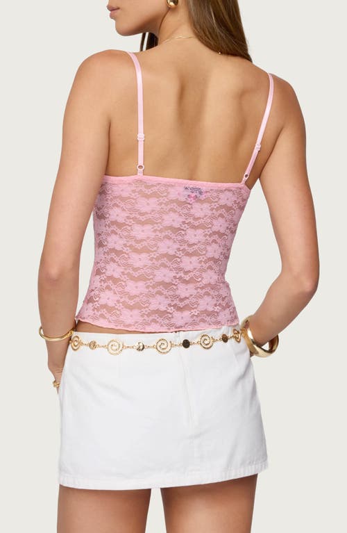 Edikted Eira Sheer Lace Tank Top In Pink