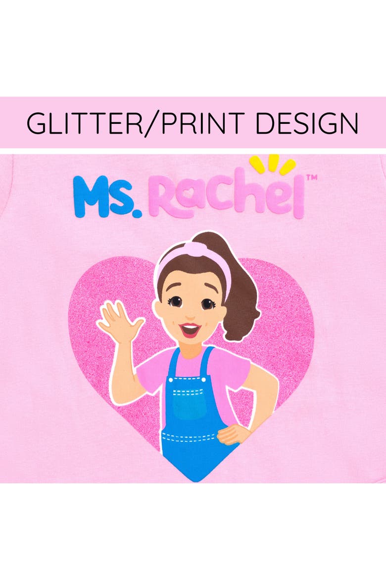 2-Piece T-Shirt and Shorts Set, Alternate, color, Pink Chambray Hearts