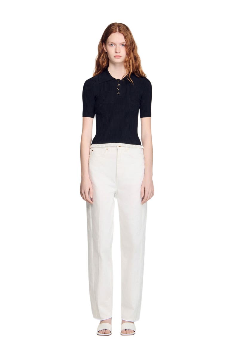 SANDRO Knit polo shirt, Alternate, color, Black