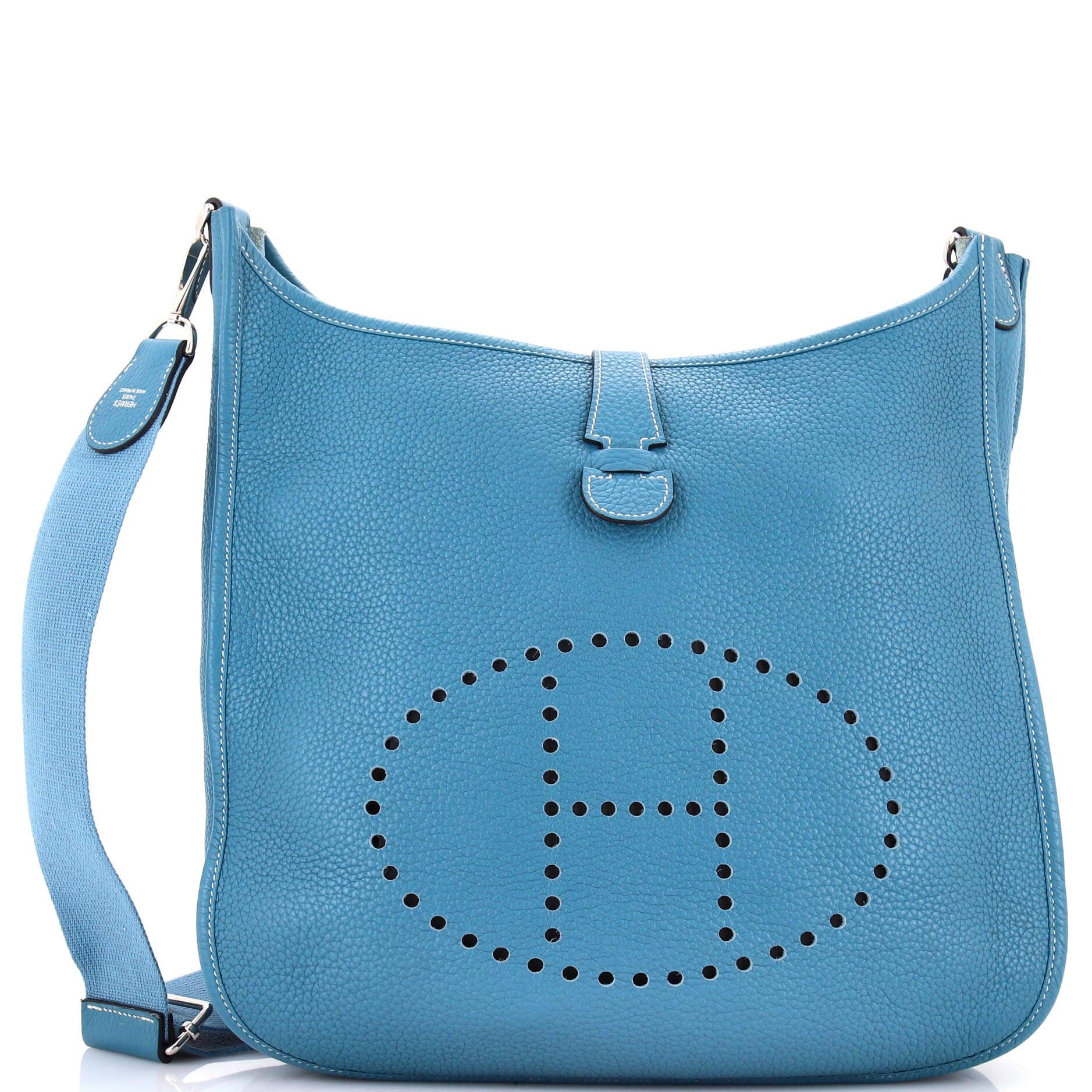 Pre-Owned Hermes Evelyne Bag Gen III Clemence GM, Main, color, Bleu Jean