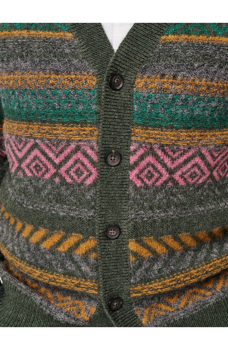 Aubin Fair Isle Wool Cardigan, Alternate, color, Khaki Mix