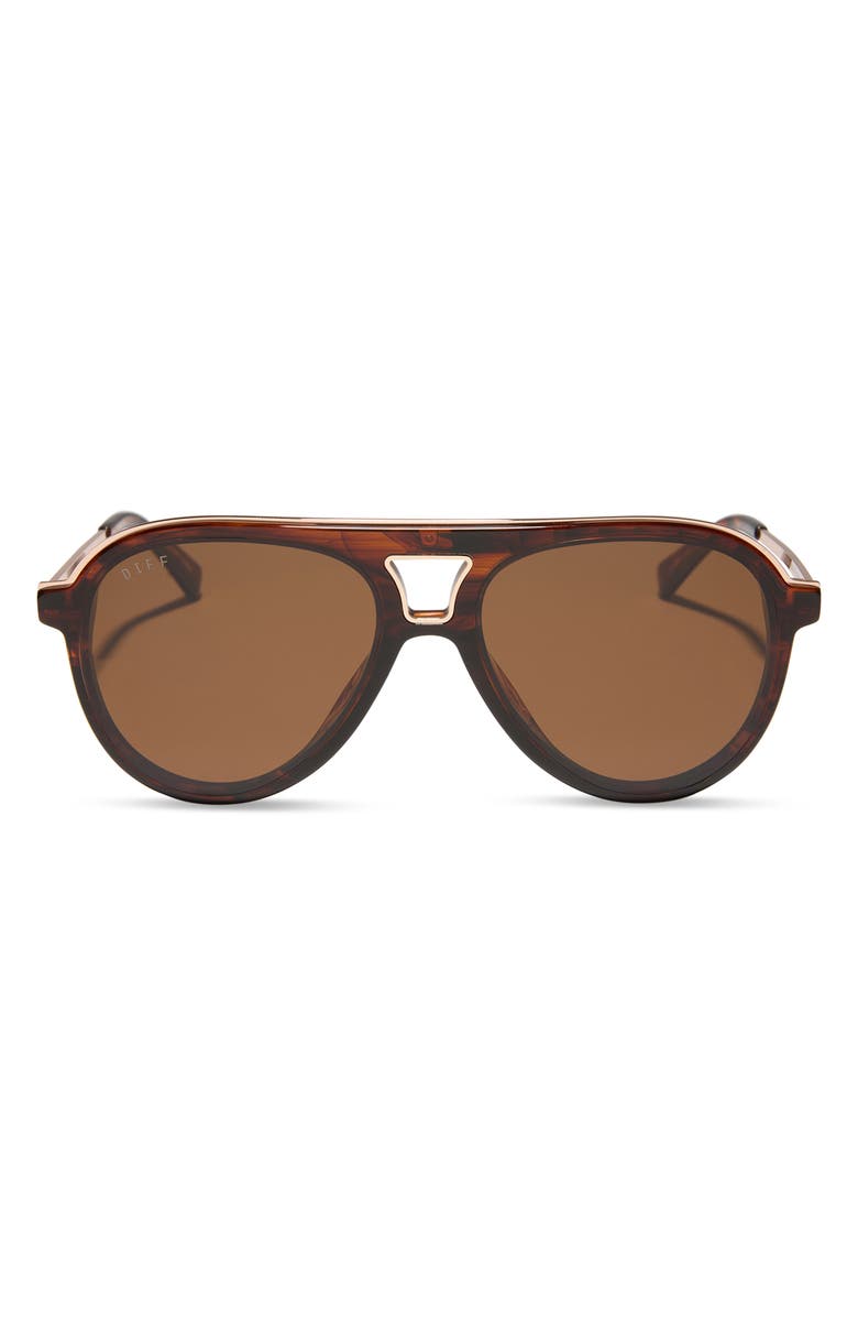 DIFF Tosca III 56mm Aviator Sunglasses, Main, color, Sequoia Tortoise / Brown
