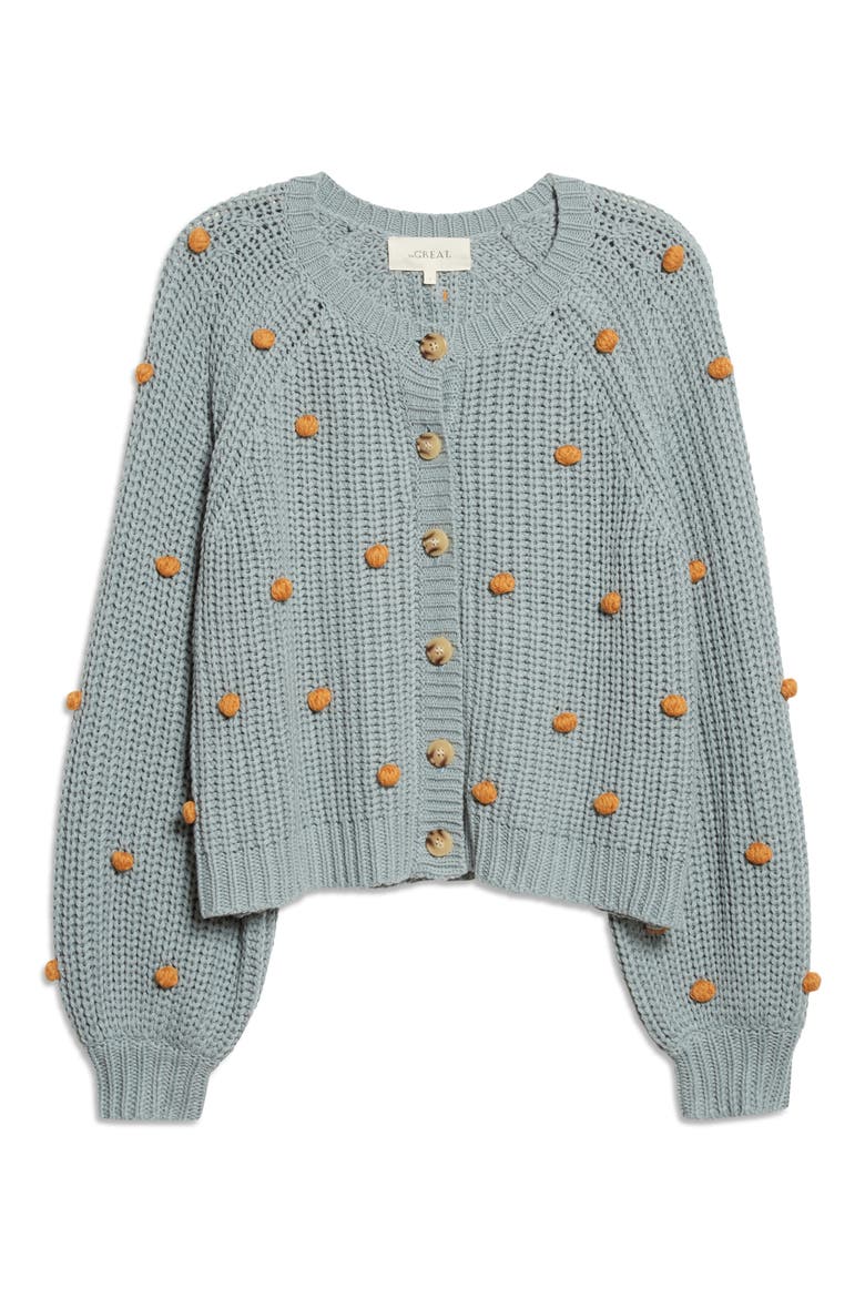 The Bobble Sophomore Cotton Blend Cardigan, Alternate, color, DUSTY BLUE WITH HONEY