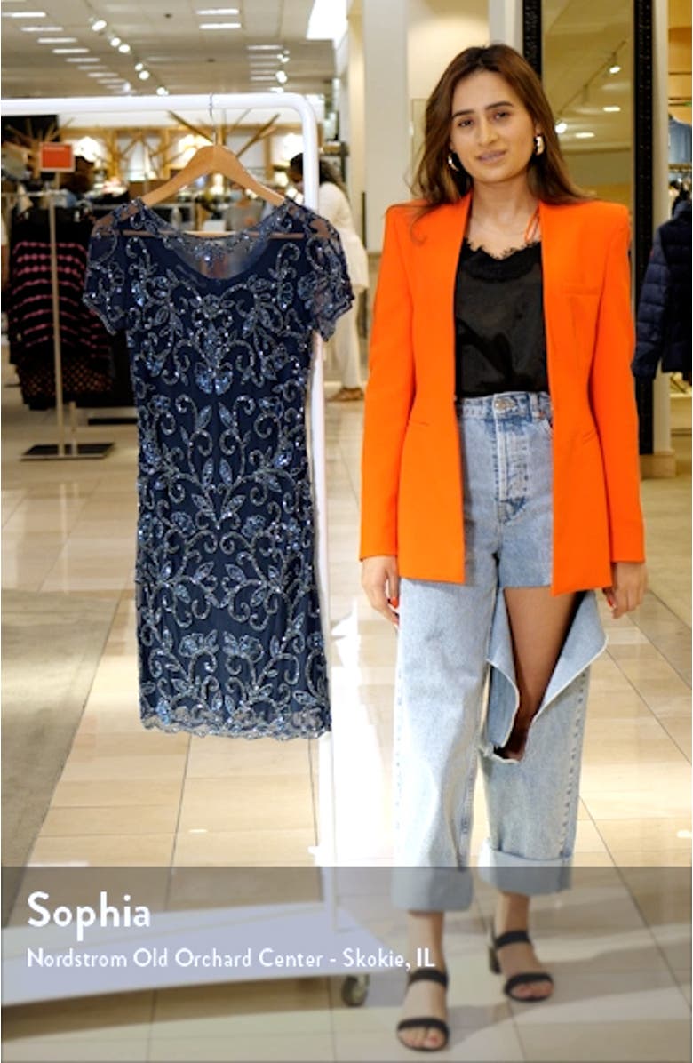 Illusion Beaded Cocktail Dress, sales video thumbnail