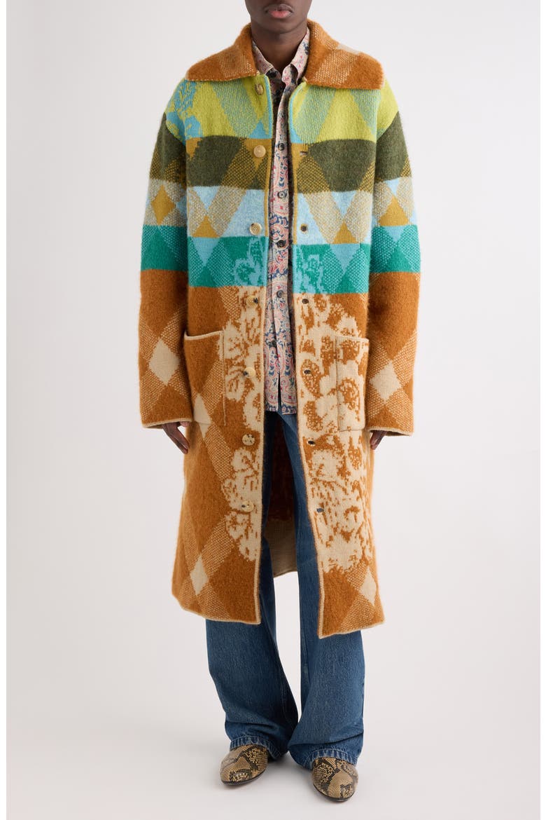 Masan Long Cardigan, Alternate, color, RUST