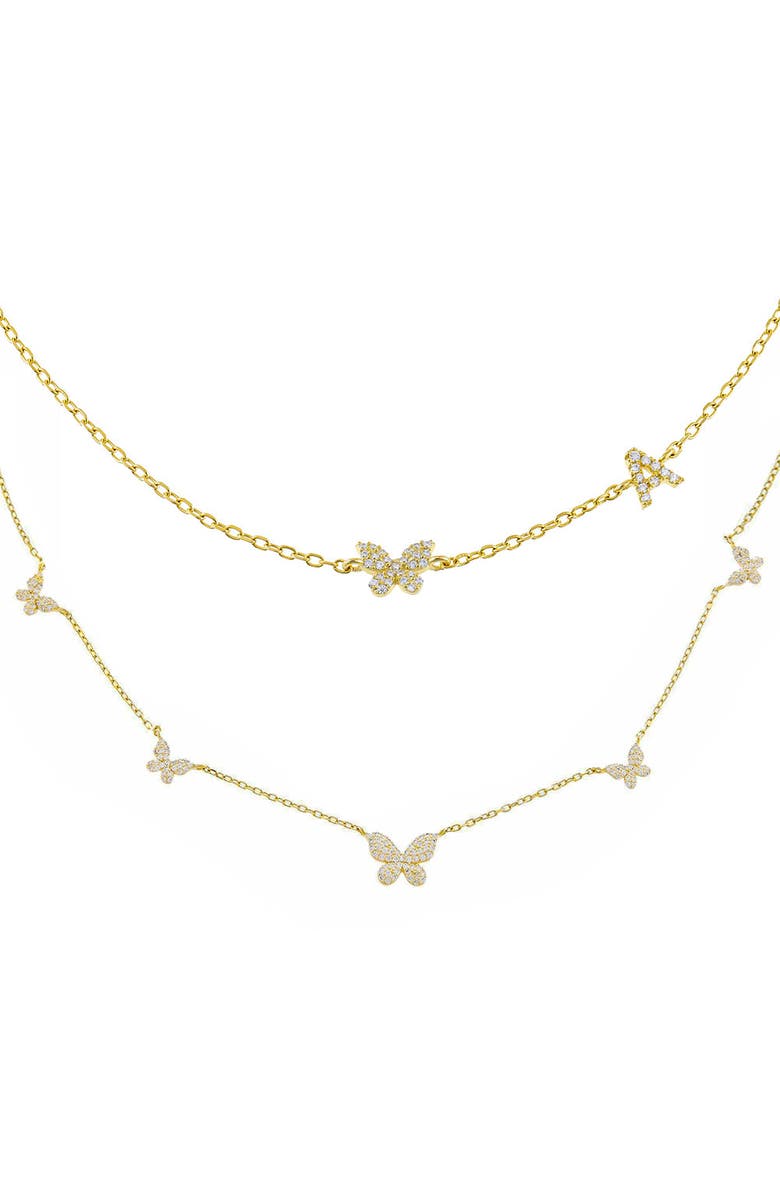 BY ADINA EDEN Butterflies X Initial Necklace Combo Set, Main, color, Gold - R