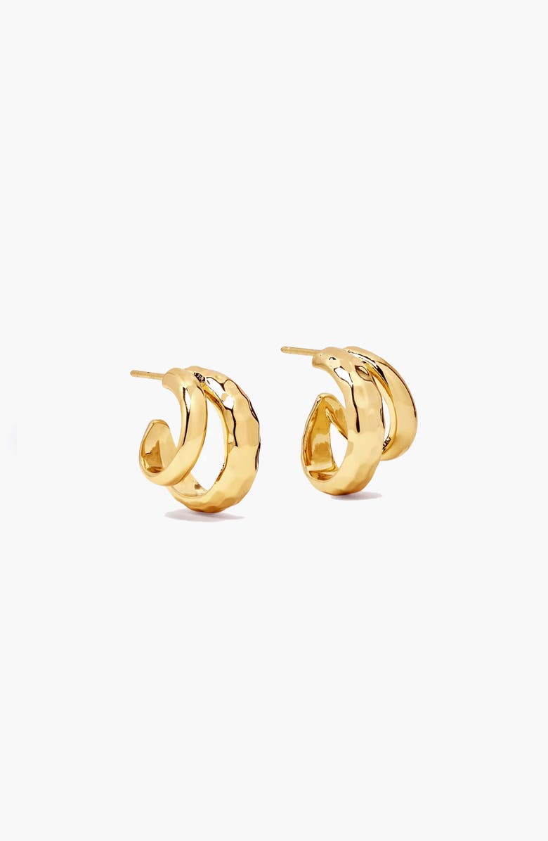 YOJ Double Claw Hammered Hoop Earrings in Two Tone, Main, color, Two Tone