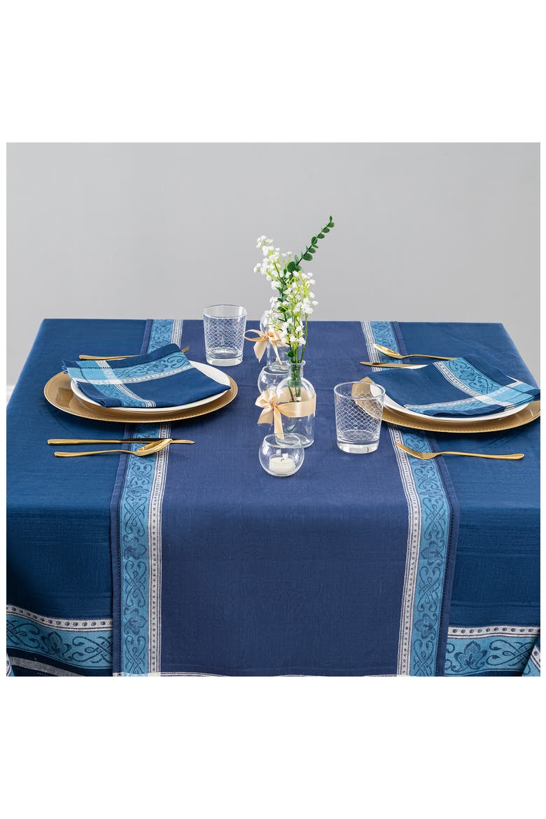 Astra Linen Tablecloth - 71" x 71", Alternate, color, SHADES OF BLUE