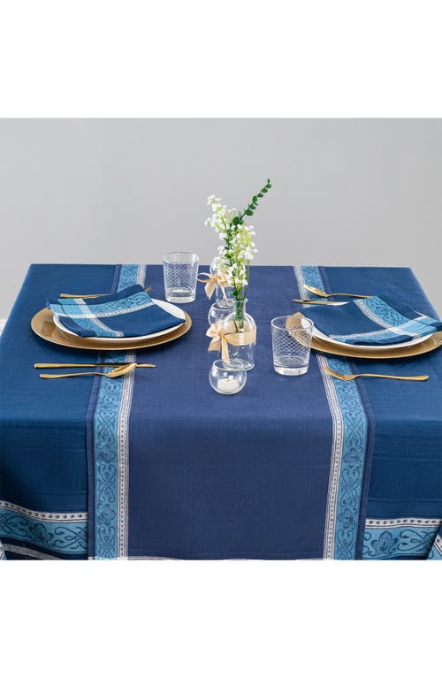 French Home Astra Linen Tablecloth In Shades Of Blue