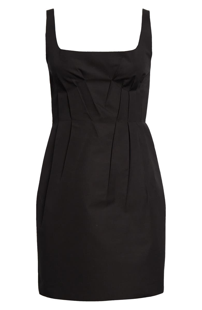 Marni Pleated Square Neck Minidress, Alternate, color, 00N99 Black