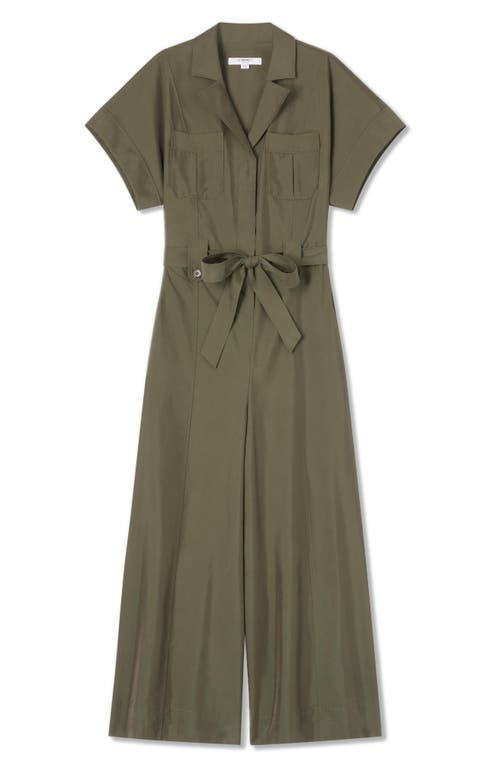 Lk Bennett Isla Tie Waist Wide Leg Utility Jumpsuit In Khaki