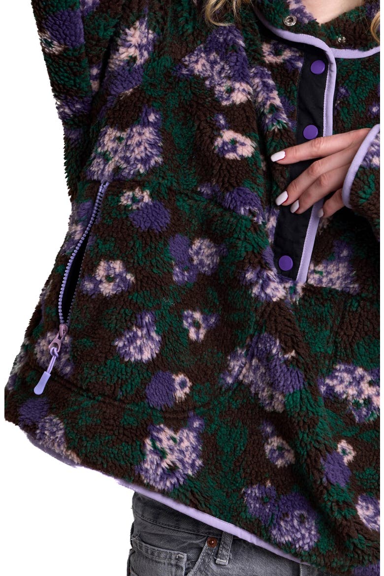 Floral Faux Shearling Pullover, Alternate, color, BLACK