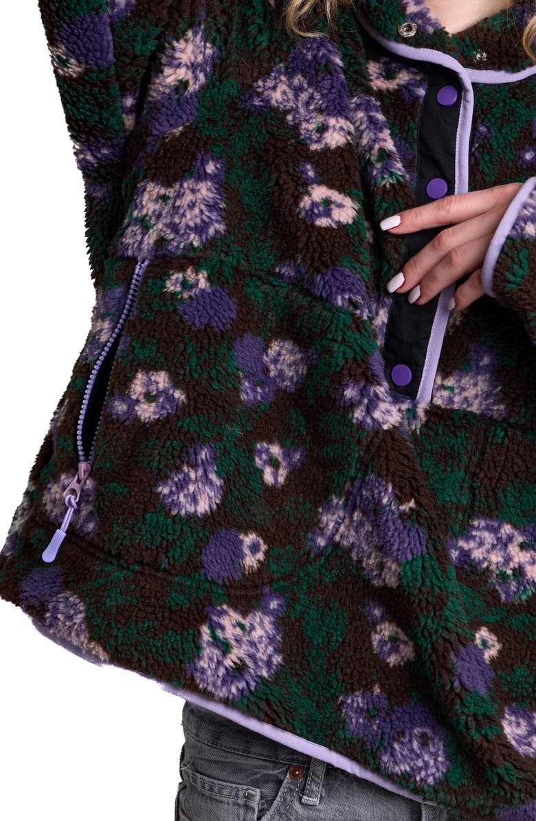 SAACHI Floral Faux Shearling Pullover, Alternate, color, Black