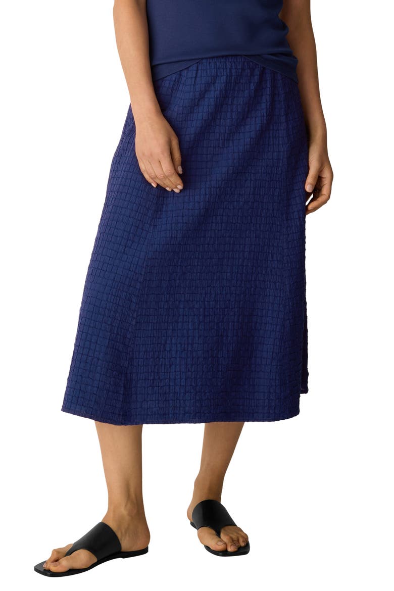 Box Weave Stretch Organic Cotton Midi Skirt, Main, color, DEEP DIVE