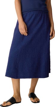 Eileen Fisher Box Weave Stretch Organic Cotton Midi Skirt