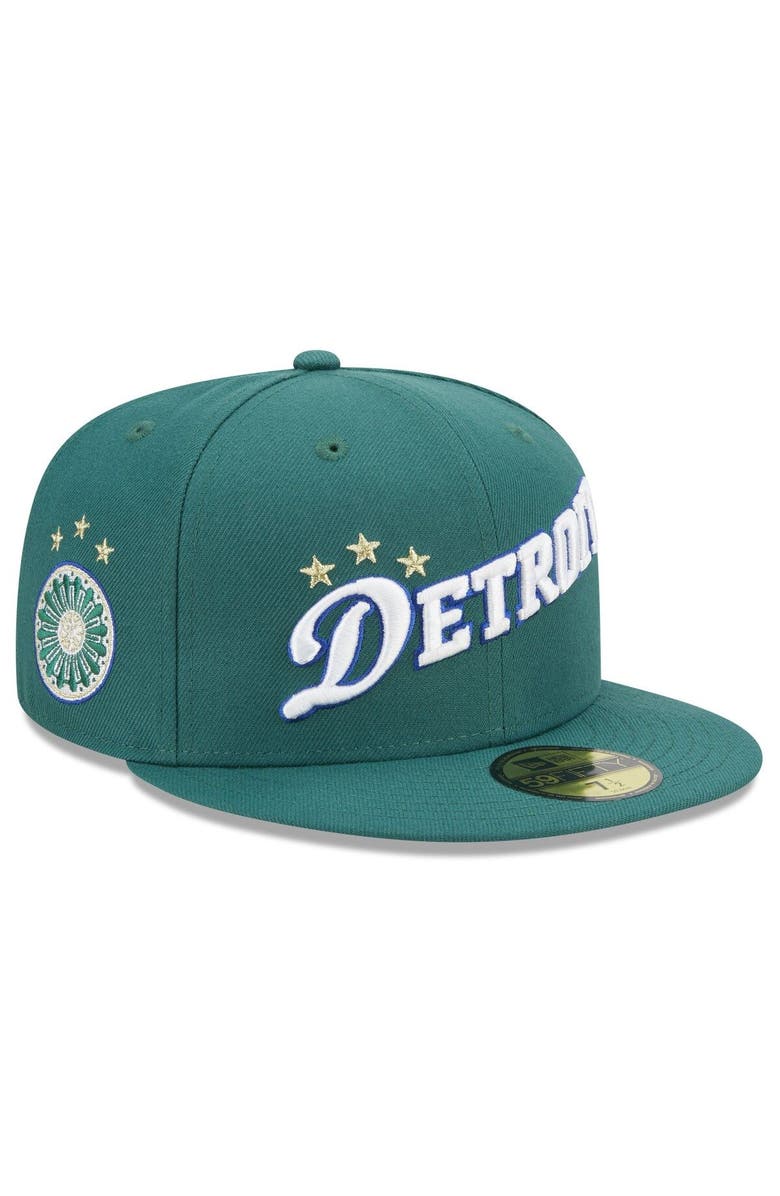New Era Men's New Era  Green Detroit Pistons 2022/23 City Edition Official 59FIFTY Fitted Hat, Alternate, color, 