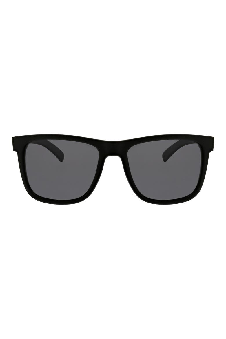 56mm Polarized Square Sunglasses, Main, color, MATTE BLACK