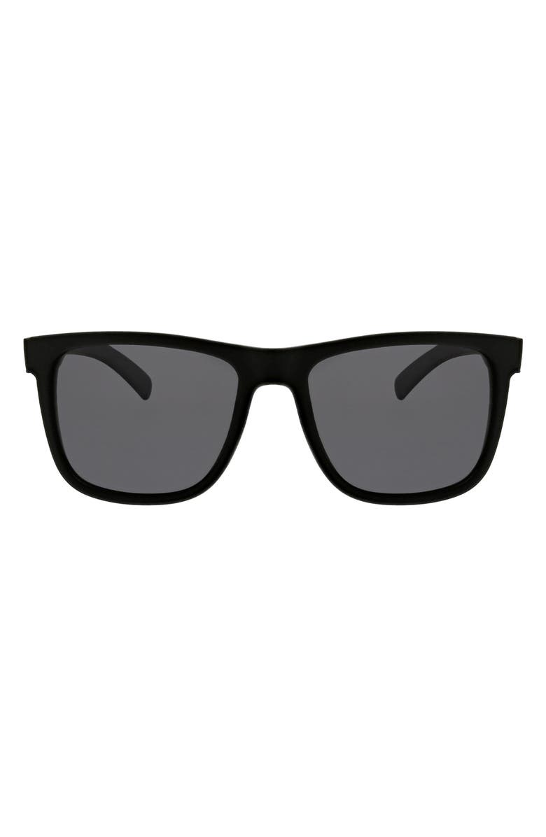 Hurley 56mm Polarized Square Sunglasses, Main, color, Matte Black