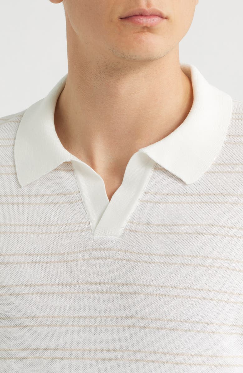 BOSS H-Narciso Stripe Johnny Collar Polo, Alternate, color, White