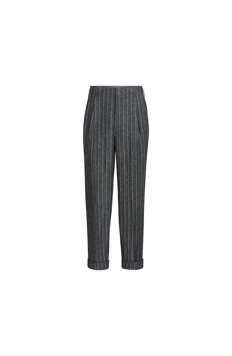 Brunello Cucinelli Linen chalk stripe chevron trousers, Main, color, Dark Grey