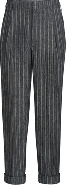 Brunello Cucinelli Linen chalk stripe chevron trousers