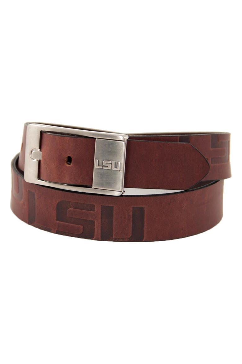 LSU Tigers Brandish Leather Belt - Brown, Main, color, Brown