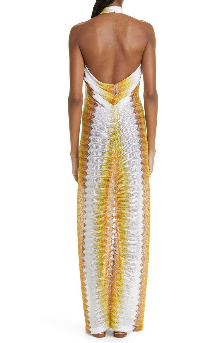 Missoni Zigzag Shimmer Knit Halter Cover-Up Maxi Dress, Alternate, color,