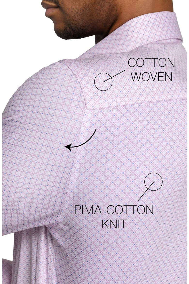 Slim Fit Cross Geo Reworked Button-Up Shirt, Alternate, color, WHITE/ PINK