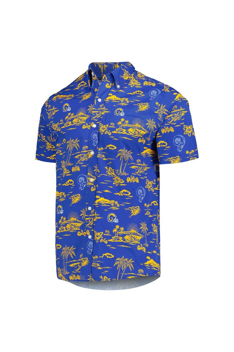 Men's Reyn Spooner Royal Los Angeles Rams Throwback Kekai Print Button-Up Shirt, Alternate, color, Royal