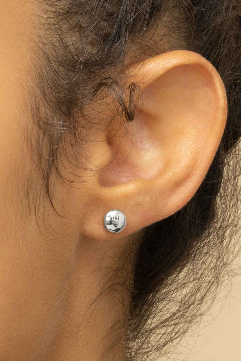 14K Gold Buttoned Up Stud Earrings, Alternate, color, White Gold