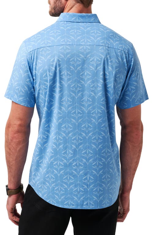Travismathew Canopy Breeze Floral Short Sleeve Stretch Cotton Blend Button-up Shirt In Blue